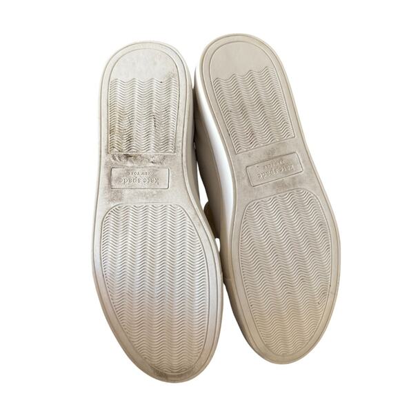 Kate Spade White & Gold Spade Logo Lace Up Leather Comfortable Sneakers-Size 6.5 - Picture 4 of 7